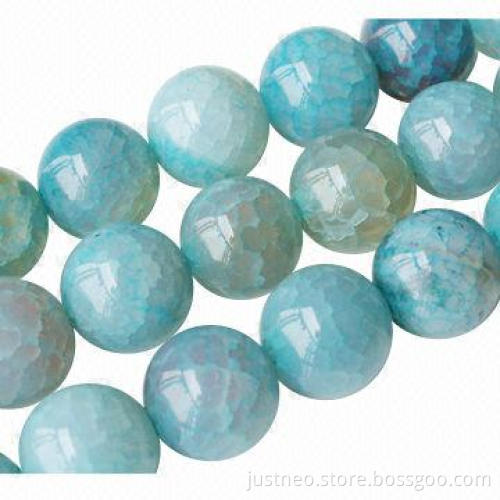 4 to 18mm round inner-cracked sky blue agate semi-precious loose gemstone beads